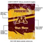 personalized minnesota golden gophers grunge streaks maroon blanket best selling