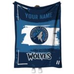 personalized minnesota timberwolves paint strokes midnight blue white blanket best selling