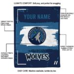 personalized minnesota timberwolves paint strokes midnight blue white blanket best selling