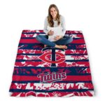 personalized minnesota twins floral stripes navy white blanket best selling