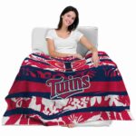 personalized minnesota twins floral stripes navy white blanket best selling