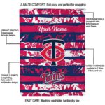 personalized minnesota twins floral stripes navy white blanket best selling