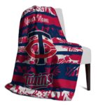 personalized minnesota twins floral stripes navy white blanket best selling