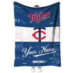 personalized minnesota twins grunge texture navy white blanket best selling