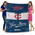 personalized minnesota twins grunge texture navy white blanket best selling