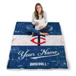 personalized minnesota twins grunge texture navy white blanket best selling
