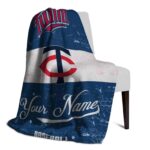 personalized minnesota twins grunge texture navy white blanket best selling