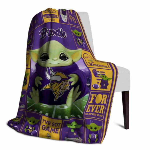 personalized minnesota vikings baby yoda purple blanket top rated