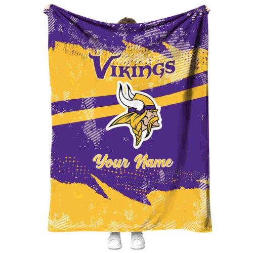 personalized minnesota vikings grunge streaks purple blanket best selling