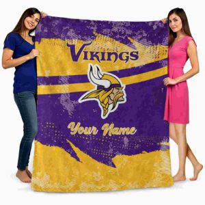 personalized minnesota vikings grunge streaks purple blanket fashion forward