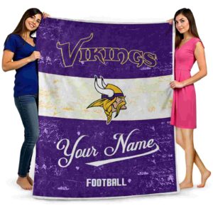 personalized minnesota vikings grunge texture purple white blanket fashion forward