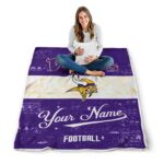 personalized minnesota vikings grunge texture purple white blanket best selling