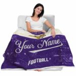 personalized minnesota vikings grunge texture purple white blanket best selling