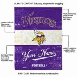 personalized minnesota vikings grunge texture purple white blanket best selling