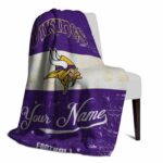 personalized minnesota vikings grunge texture purple white blanket best selling