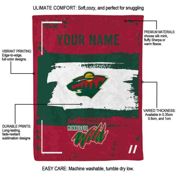 personalized minnesota wild paint strokes red white blanket new arrival