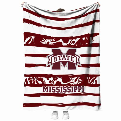 personalized mississippi state bulldogs floral stripes maroon white blanket best selling