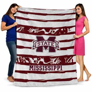 personalized mississippi state bulldogs floral stripes maroon white blanket fashion forward