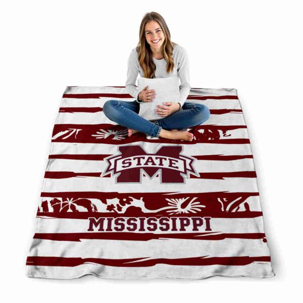 personalized mississippi state bulldogs floral stripes maroon white blanket high quality