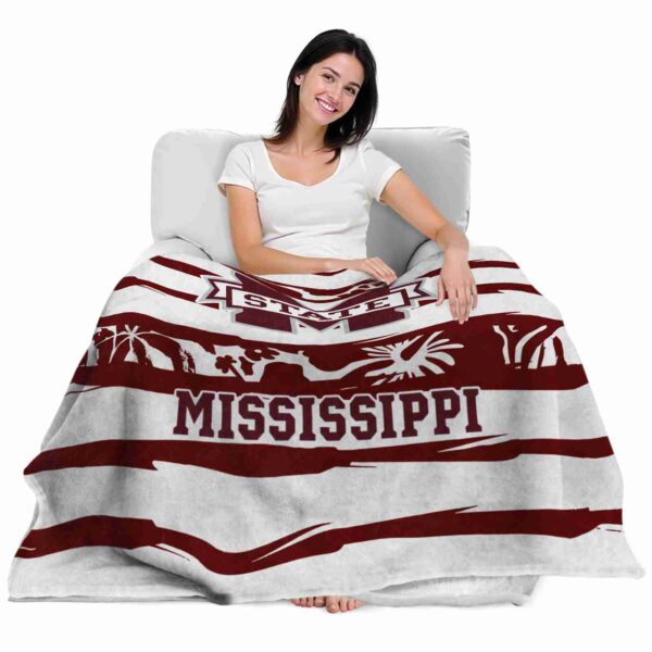 personalized mississippi state bulldogs floral stripes maroon white blanket latest model