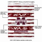 personalized mississippi state bulldogs floral stripes maroon white blanket new arrival