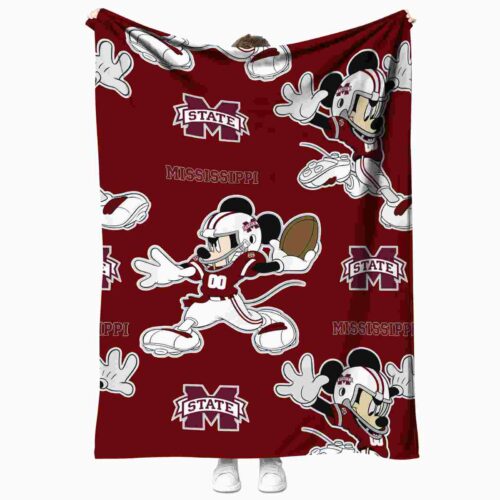 personalized mississippi state bulldogs mickey maroon blanket best selling