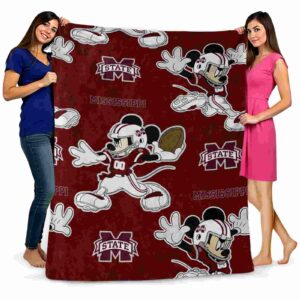 personalized mississippi state bulldogs mickey maroon blanket fashion forward