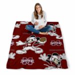 personalized mississippi state bulldogs mickey maroon blanket high quality
