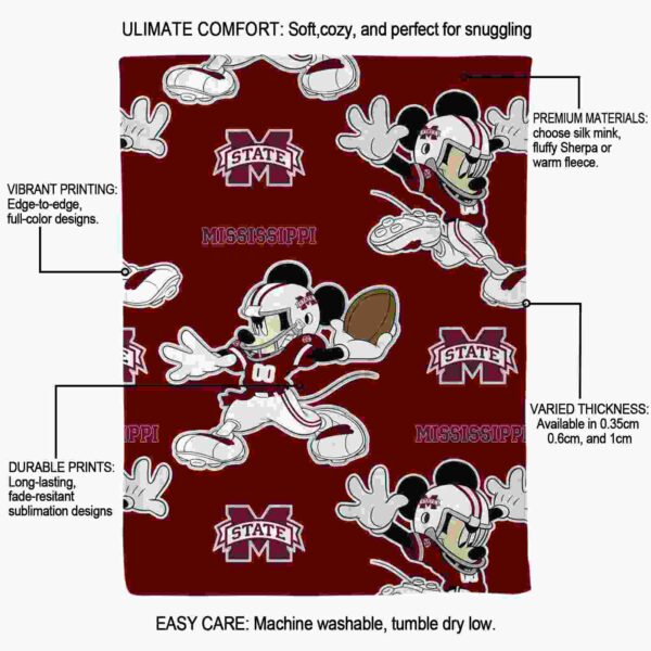 personalized mississippi state bulldogs mickey maroon blanket new arrival