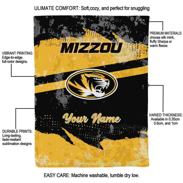 personalized missouri tigers grunge streaks black blanket new arrival