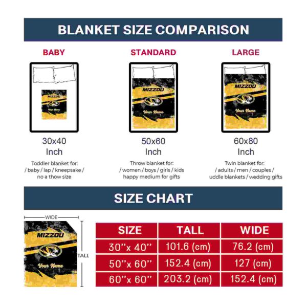 personalized missouri tigers grunge streaks black blanket trendy