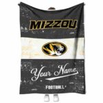 personalized missouri tigers grunge texture black white blanket best selling
