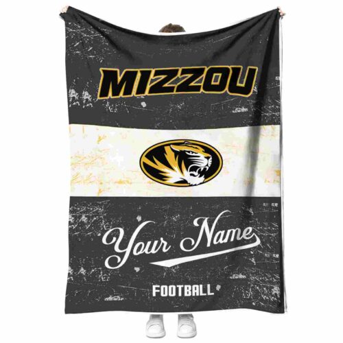 personalized missouri tigers grunge texture black white blanket best selling