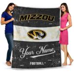 personalized missouri tigers grunge texture black white blanket best selling
