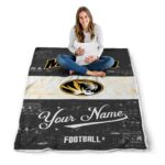personalized missouri tigers grunge texture black white blanket best selling