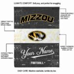 personalized missouri tigers grunge texture black white blanket best selling