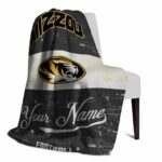 personalized missouri tigers grunge texture black white blanket best selling