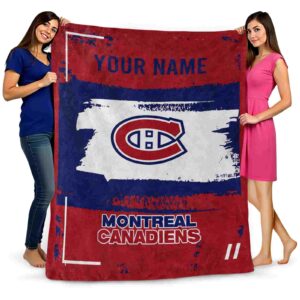 personalized montreal canadiens paint strokes red white blanket fashion forward