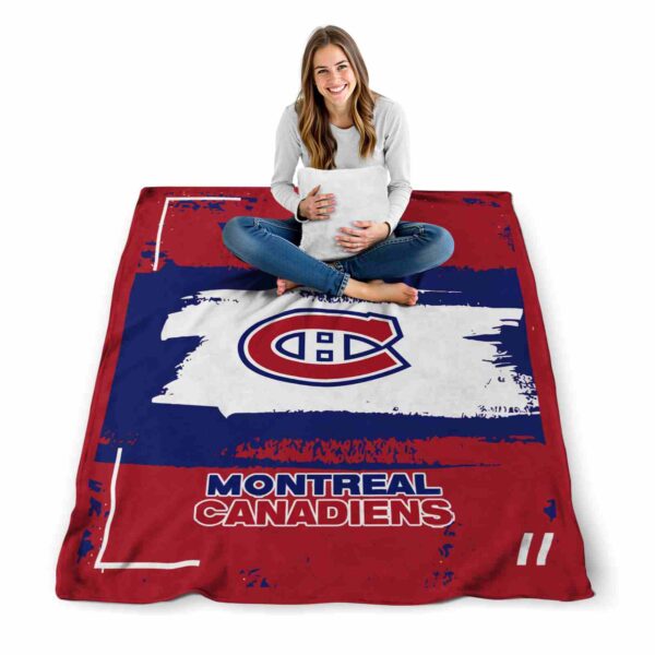 personalized montreal canadiens paint strokes red white blanket high quality