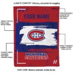 personalized montreal canadiens paint strokes red white blanket new arrival