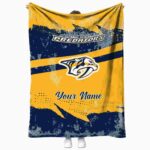 personalized nashville predators grunge streaks gold blanket best selling