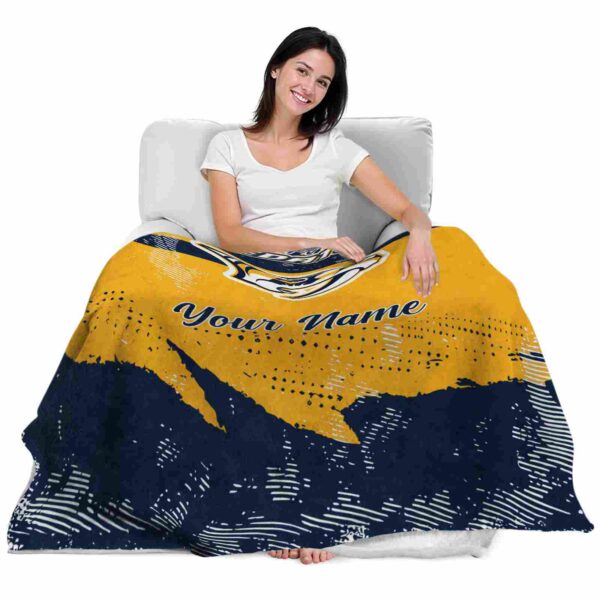 personalized nashville predators grunge streaks gold blanket latest model