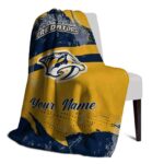 personalized nashville predators grunge streaks gold blanket top rated
