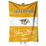 personalized nashville predators grunge texture gold white blanket best selling