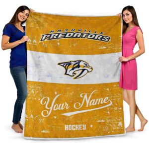 personalized nashville predators grunge texture gold white blanket fashion forward