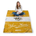 personalized nashville predators grunge texture gold white blanket best selling