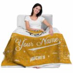 personalized nashville predators grunge texture gold white blanket best selling
