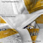 personalized nashville predators grunge texture gold white blanket best selling