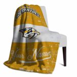 personalized nashville predators grunge texture gold white blanket best selling