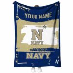 personalized navy midshipmen paint strokes blue white blanket best selling